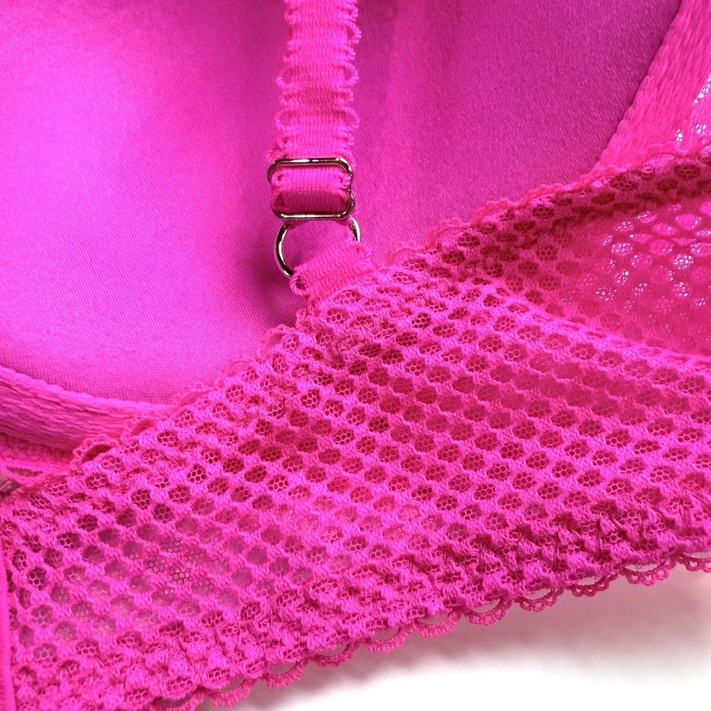 Victorias Secret Dream Angel Lined Lace Demi Bra 36 C Pink Fishnet Underwire Cup